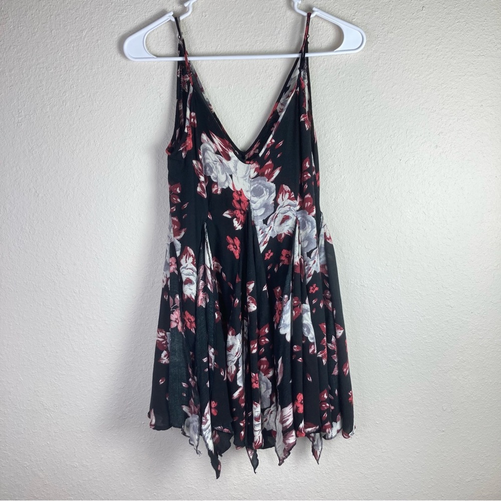 Intimately Free People Black Floral Slip Mini Dress Swing Trapeze Tank